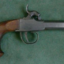 Pistolet coup de poing juxtaposé dit de coffre artisanal français vers 1840