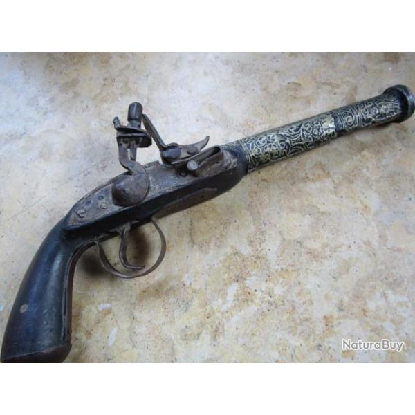 ancien copie pistolet pirate bandit silex Afrique du nord  Algrie Tunisie Maroc fantasia panoplie