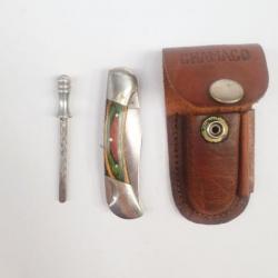Couteau de poche pliant frost Cutlery avec étui chamaco et outil d'affûtage