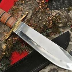 Couteau Bowie Gold USMC Leatherneck Etui Cuir