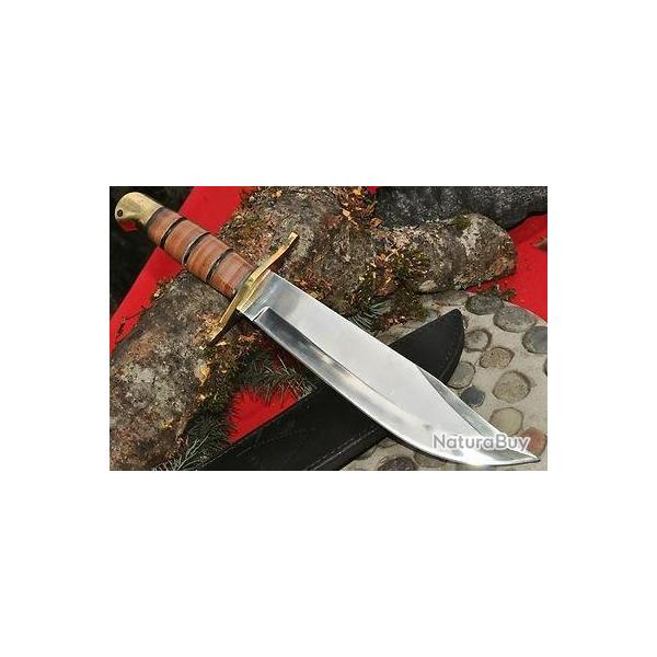 Couteau Bowie Gold USMC Leatherneck Etui Cuir