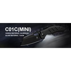 Couteau Kizer Sheepdog C01c Mini Manche Aluminium Lame Acier 154CM Button Lock Clip KIV3488BC2