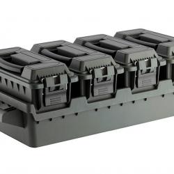 Set de 4 caisses à munitions avec bac de transport ABS