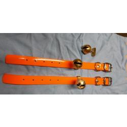 Collier PVC petit chien orange fluo +grelot