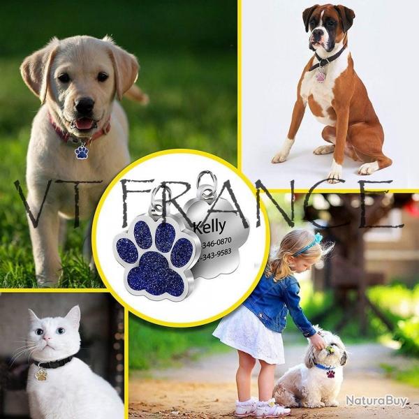 Medaille Plaque d Indentification Chien Chat Personnalise, Modele: Au Choix