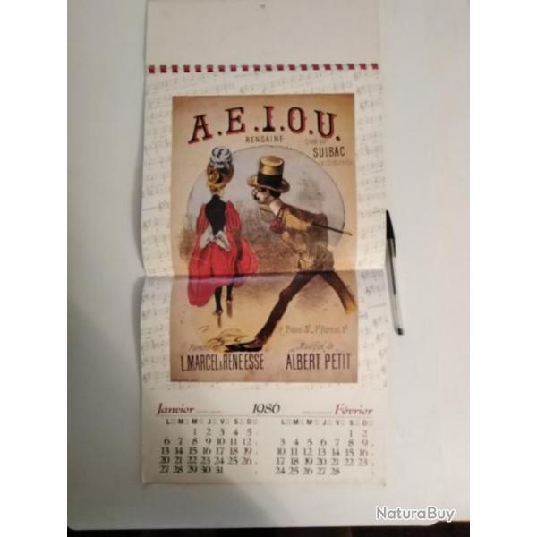 Calendrier, 1986. Reproductions des couvertures d'anciennes partitions de chansons.