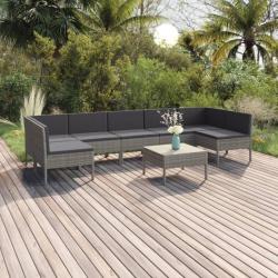 Salon de jardin 8 pcs avec coussins Résine tressée Gris