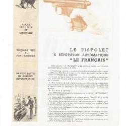 documentation + éclaté pistolet LE FRANCAIS (envoi par mail) - VENDU PAR JEPERCUTE (m1516)