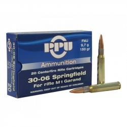 Boite de 20munitions calibre 30-06 PPU FMJ 150gr