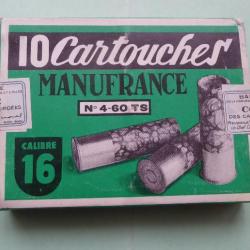 BOÎTE CARTOUCHES CHASSE ANCIENNE - Marque MANUFRANCE -  N° 4-60 TS  - plomb n° 8