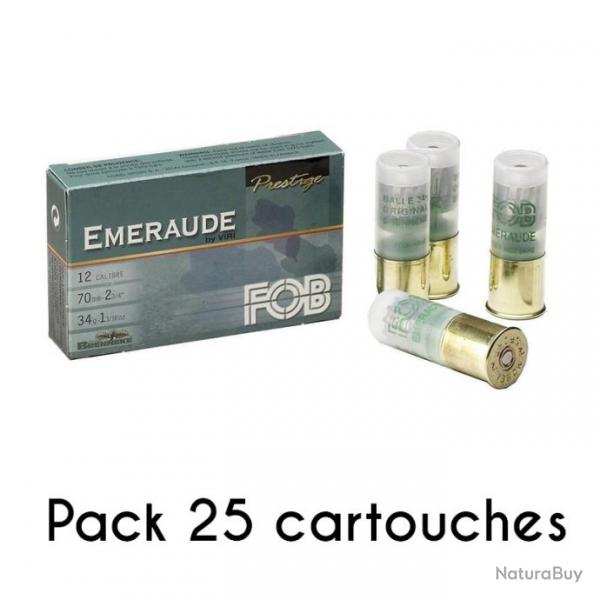 25 munitions FOB Brenneke Emeraude 34g 12/70 