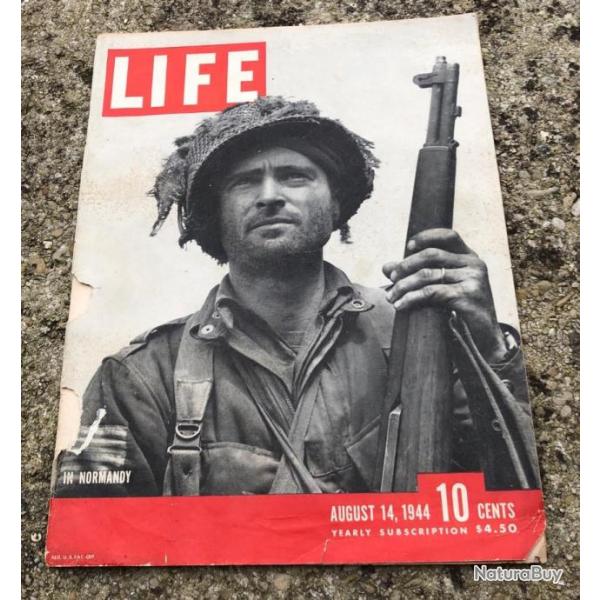 Magazine Life dat du 14 aot 1944, "In Normandy", us ww2  en couverture le Lieutenant Kelso HORNE