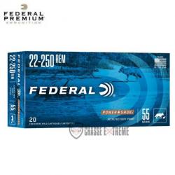 20 Munitions FEDERAL Power Shok Cal 22-250 Rem 55Gr Soft Point