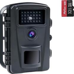 Caméra de Chasse 28MP 1080P HD Vision Nocturne 27Pcs 940nm LED  90° Avec Carte 32Go noir