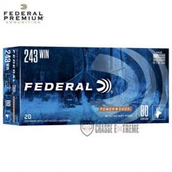 20 Munitions FEDERAL Power Shok Cal 243 Win 80Gr Soft Point