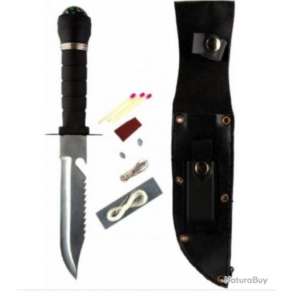 Couteau de survie noir 28cm