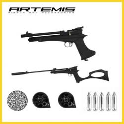 Pistolet Carabine ARTEMIS CP2 cal.5.5 - 10 JOULES CO2 + boîte de plombs  + 5 Co2 Gamo + 2 barillets