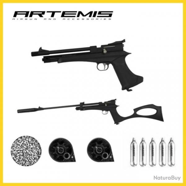 Pistolet Carabine ARTEMIS CP2 cal.5.5 - 10 JOULES CO2 + bote de plombs  + 5 Co2 Gamo + 2 barillets