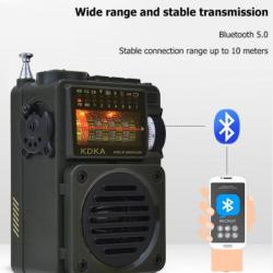 Radio Portable Bluetooth 5.0 Bande Complète Récepteur Caisson Basses  Lecteur Carte TF Numérique