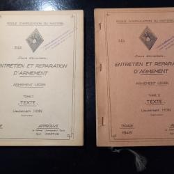 2 manuels  sur l' entretien et réparation d'armement 1948