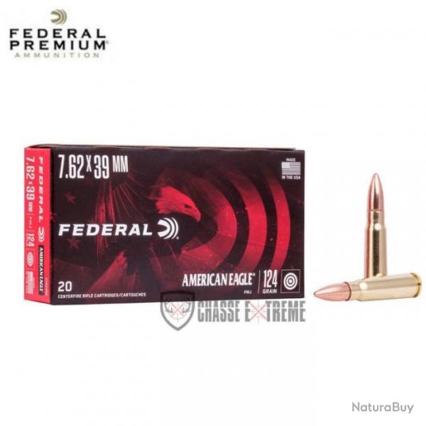 20 Munitions FEDERAL American Eagle Cal 7.62X39 124Gr FMJ