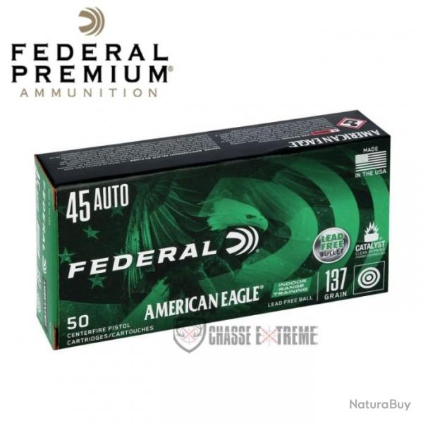 50 Munitions FEDERAL American Eagle Cal 45 Auto 137Gr Lead Free IRT