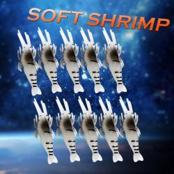 Lot de 10 appâts crevettes artificiels en Silicone pour la pêche