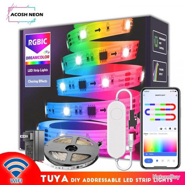 Ruban LED RGBIC WS2811 Waterproof Wifi Tuya Google, Longueur: 2m, Modele: 60LED/M
