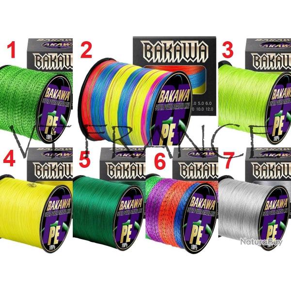 Fil de Peche Multifilament PE 8 brins 1000m, Couleur: Au Choix, Modele: 0.4mm 26.3kg