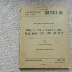 department of the army US-catalogue pièces détachées pour véhicule GMC - août 1951