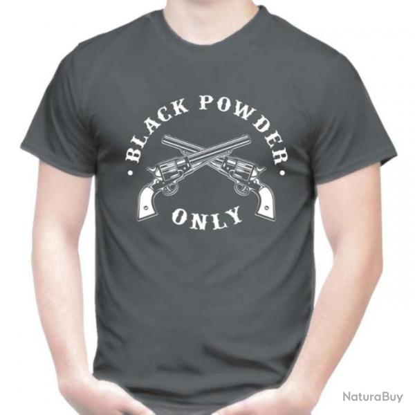 TEE SHIRT  BLACK POWDER ONLY - tir poudre noire Navy Sheriff calibre .44 .36 Remington Colt 1851 PN