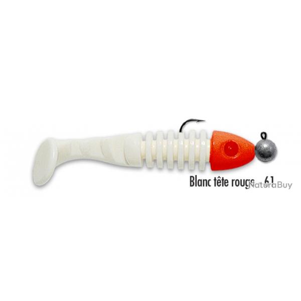 Leurre Delalande Skeleton 8Cm + Tete Plombee 7G (X4) BLANC TETE ROUGE