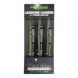 Montage Clip Plombs Korda Leadcore Leader Lead Clip X3 - 1M GRAVEL