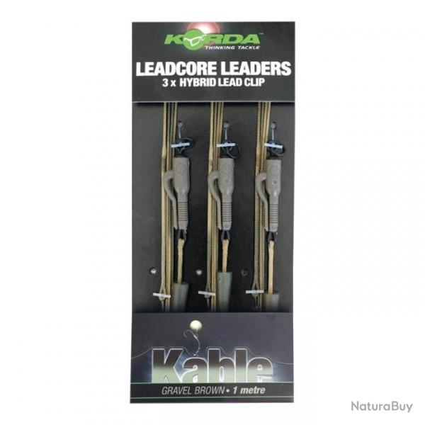 Montage Clip Plombs Korda Leadcore Leader Lead Clip X3 - 1M GRAVEL