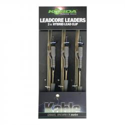 Montage Clip Plombs Korda Leadcore Leader Lead Clip X3 - 1M WEED SILT