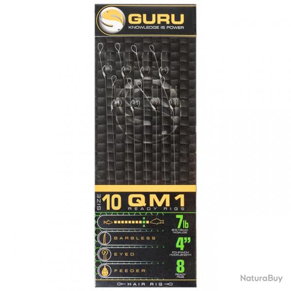 Bas de Ligne Guru QM1 Standard Hair 4" 10Cm N10 19/100