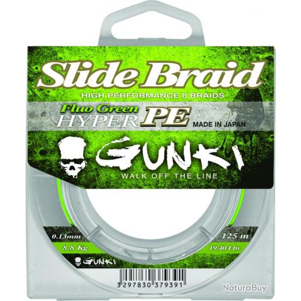 Tresse Gunki Slide Braid 125 Fluo Green 11/100-7,5KG
