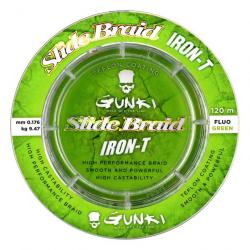 Tresse Gunki Slide Braid Iron-T 120 Fluo Green 17/100-9,4KG