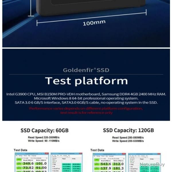 Goldenfir disque dur SSD sata 3 120 go 2.5 pouces