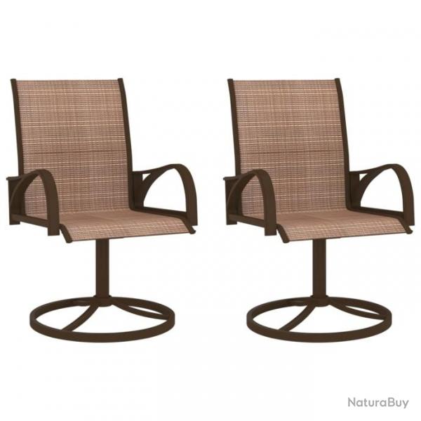 Chaises pivotantes de jardin 2 pcs Textilne et acier Marron