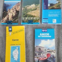 Lot 5 cartes IGN région Corse randonnée et routes