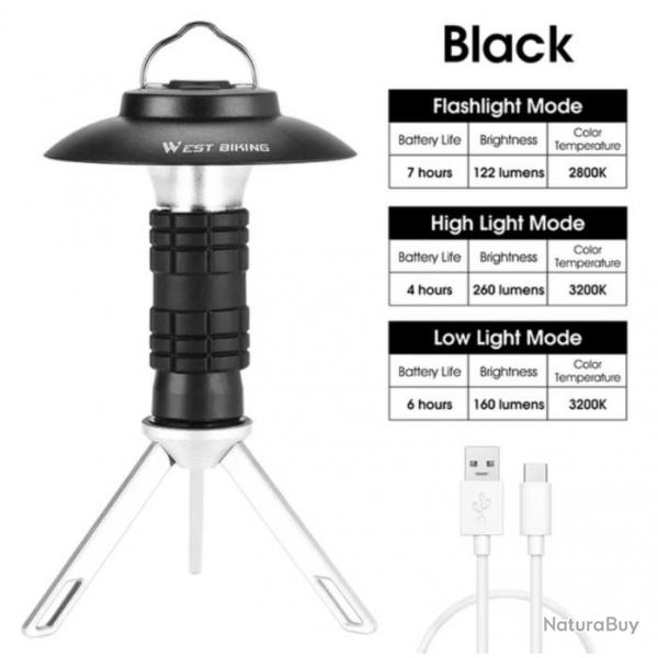 WEST BIKING - lampe Portable multifonction, Rechargeable USB