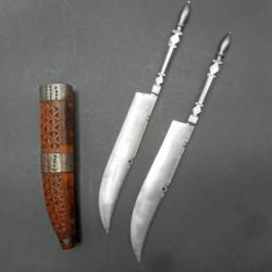 COUTEAUX / RASOIRS TRADITIONNELS KABYLE DU MAGHREB, CIRCA 1940, FLISSA, ALGERIE, AFRIQUE