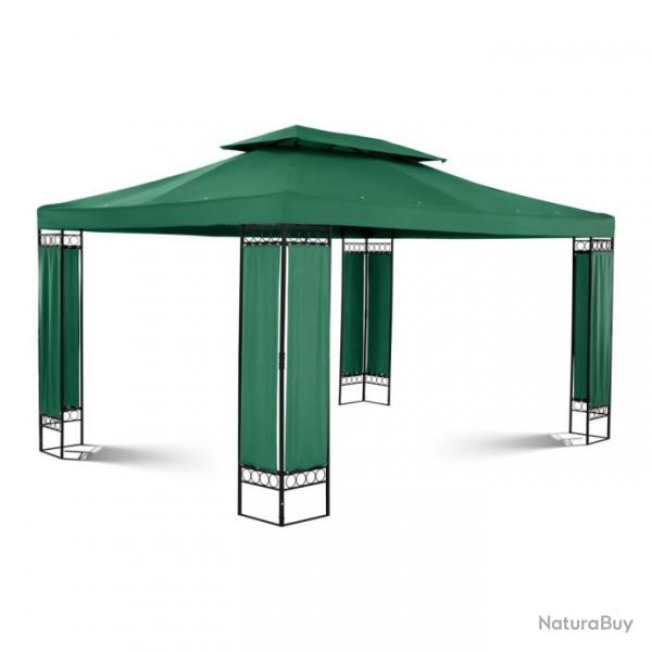 Pergola pavillon barnum tonnelle tente abri gazebo de jardin terrasse beige 3 x 4 m - 160 g/m vert