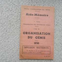 ecole application génie-aide mémoire-organisation du génie 1950-1ère partie-diffusion restreinte