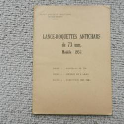 notice militaire Lance Roquettes Antichars de 73mm modèle 1950 - école spéciale militaire interarmes
