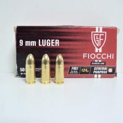 Lot de 10 boîtes de 50 munitions Fiocchi - Cal. 9mm Luger