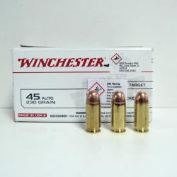 Lot de 10 boîtes de 100 munitions Winchester - Cal. .45 Auto