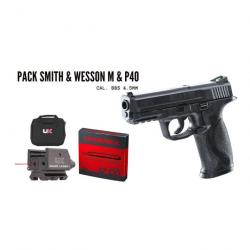Pack Smith & Wesson M&P40 Bmacl c02 + laser + fourreau et C02 BB/4.5 - BB/4.5