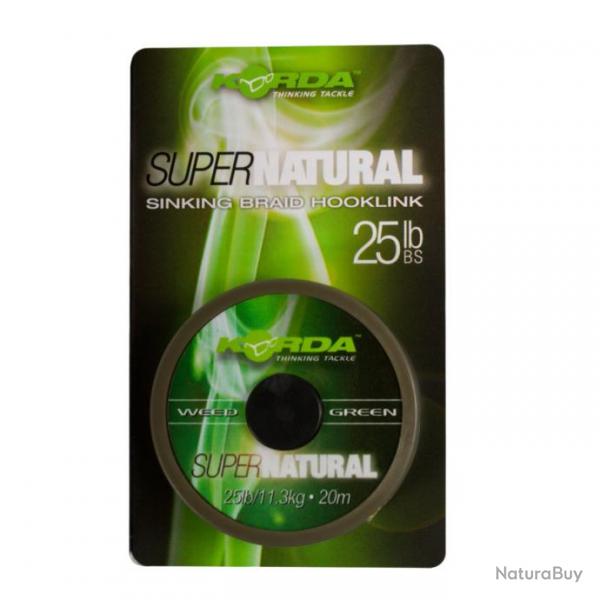 Tresse a Bas de Ligne Korda Super Natural - Weedy Green 20M 25LBS